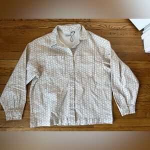 ICHI White and Red Bow Shacket - Size 38 (Small)